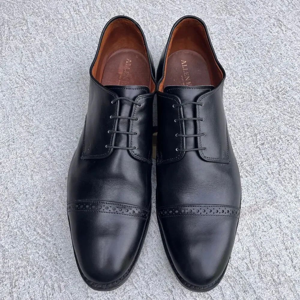 Allen Edmonds Boulevard Punched Cap Toe Dress Shoes Black Size 13D